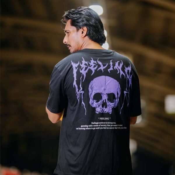 Purple Skull Trendy Drop Shoulder T-Shirt